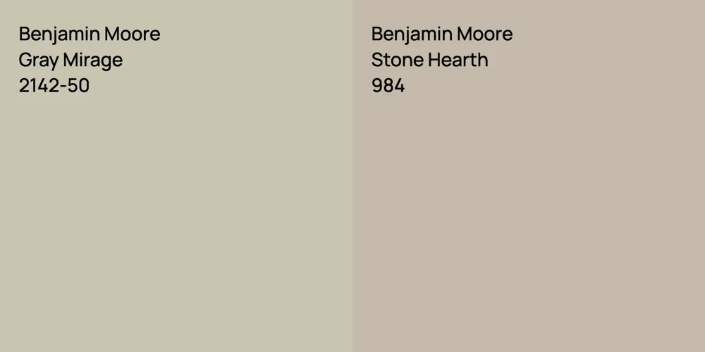 Benjamin Moore Gray Mirage vs. Benjamin Moore Stone Hearth