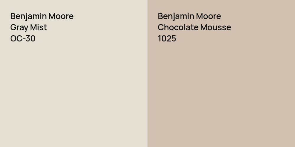 Benjamin Moore Gray Mist vs. Benjamin Moore Chocolate Mousse