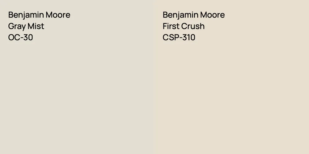 Benjamin Moore Gray Mist vs. Benjamin Moore First Crush