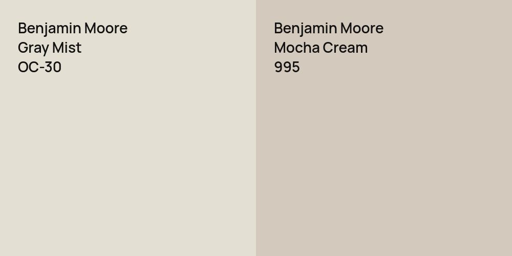 Benjamin Moore Gray Mist vs. Benjamin Moore Mocha Cream