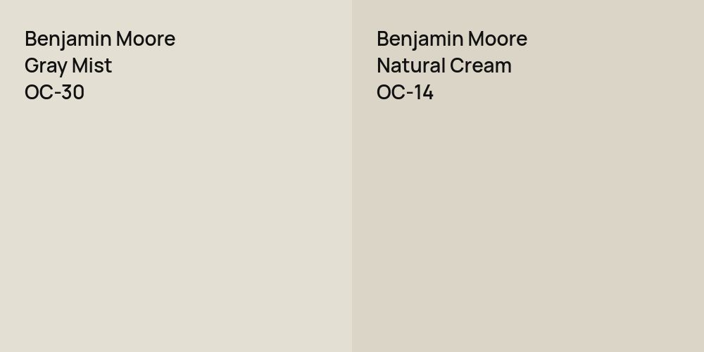 Benjamin Moore Gray Mist vs. Benjamin Moore Natural Cream