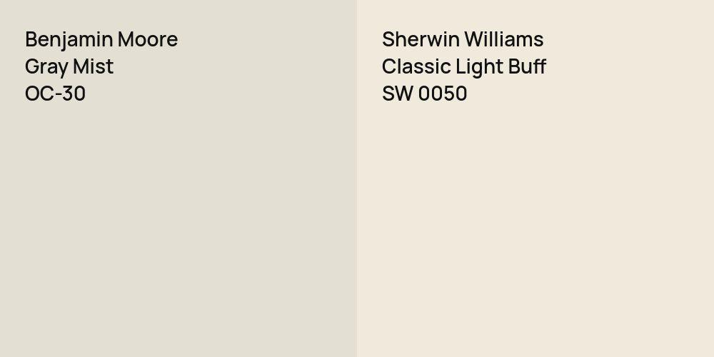 Benjamin Moore Gray Mist vs. Sherwin Williams Classic Light Buff