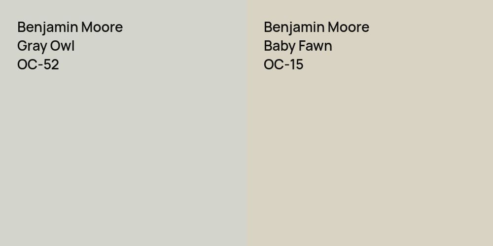 Benjamin Moore Gray Owl vs. Benjamin Moore Baby Fawn