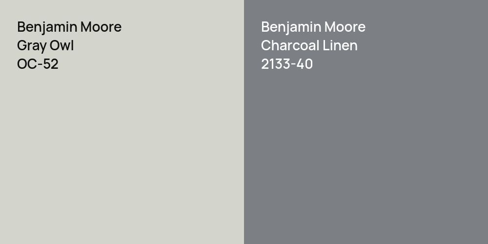 Benjamin Moore Gray Owl vs. Benjamin Moore Charcoal Linen