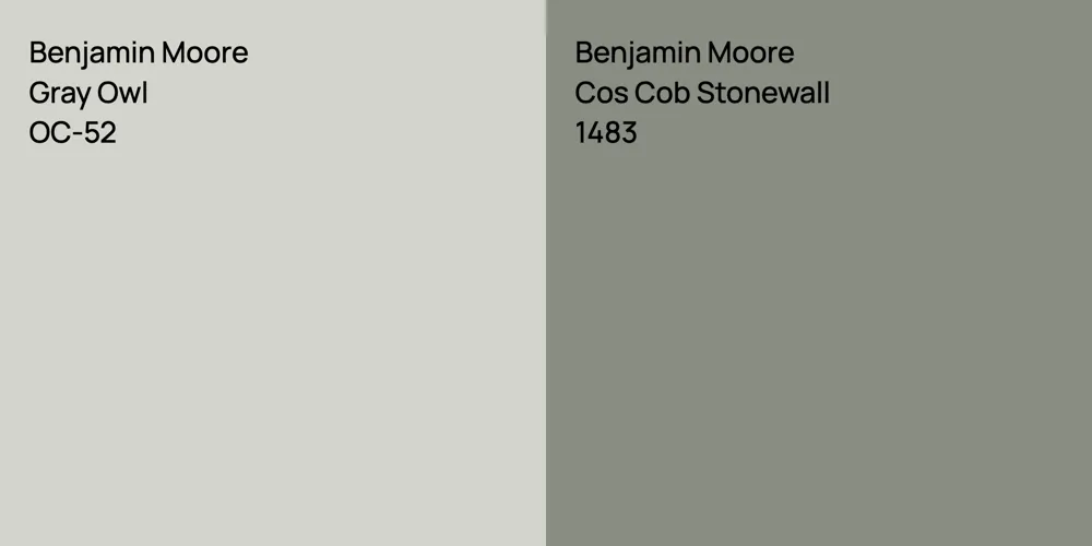 Benjamin Moore Gray Owl vs. Benjamin Moore Cos Cob Stonewall