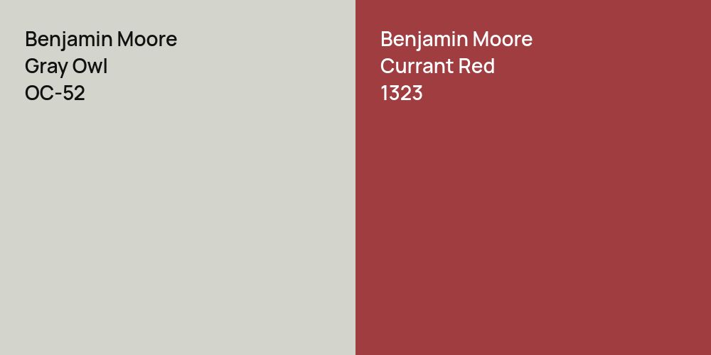 Benjamin Moore Gray Owl vs. Benjamin Moore Currant Red