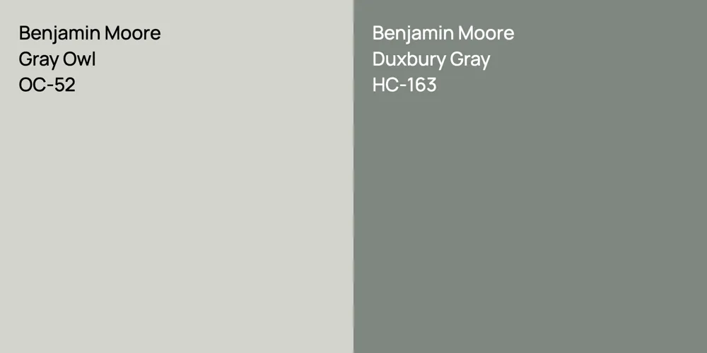 Benjamin Moore Gray Owl vs. Benjamin Moore Duxbury Gray