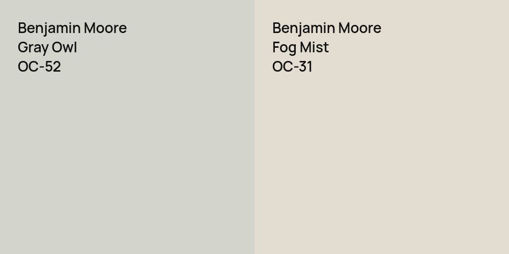 Benjamin Moore Gray Owl vs. Benjamin Moore Fog Mist