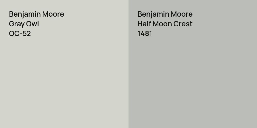 Benjamin Moore Gray Owl vs. Benjamin Moore Half Moon Crest