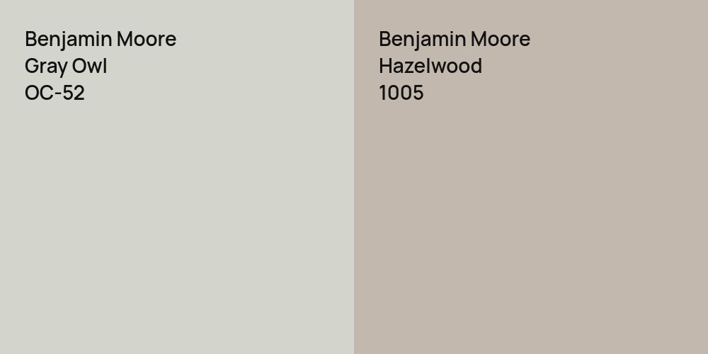 Benjamin Moore Gray Owl vs. Benjamin Moore Hazelwood