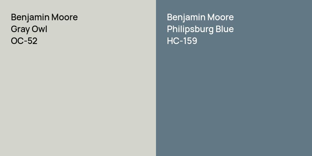 Benjamin Moore Gray Owl vs. Benjamin Moore Philipsburg Blue