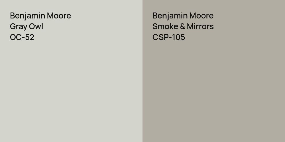 Benjamin Moore Gray Owl vs. Benjamin Moore Smoke & Mirrors