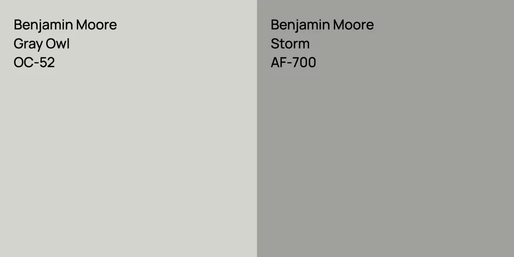 Benjamin Moore Gray Owl vs. Benjamin Moore Storm