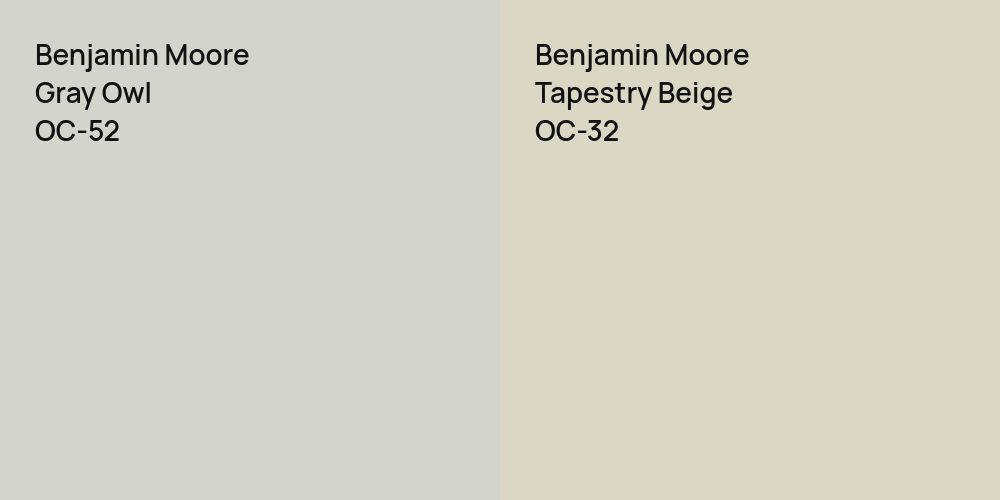 Benjamin Moore Gray Owl vs. Benjamin Moore Tapestry Beige