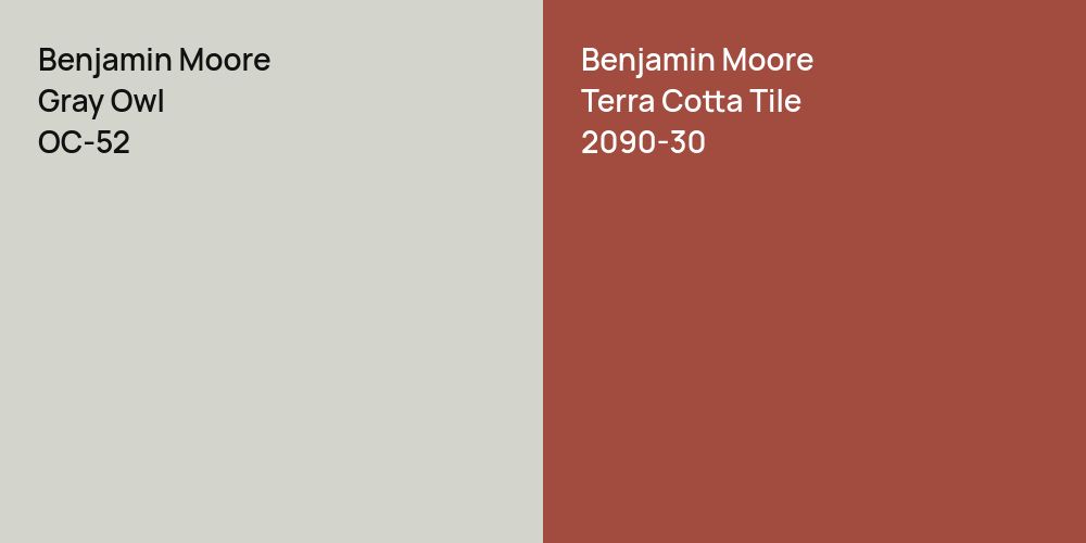 Benjamin Moore Gray Owl vs. Benjamin Moore Terra Cotta Tile