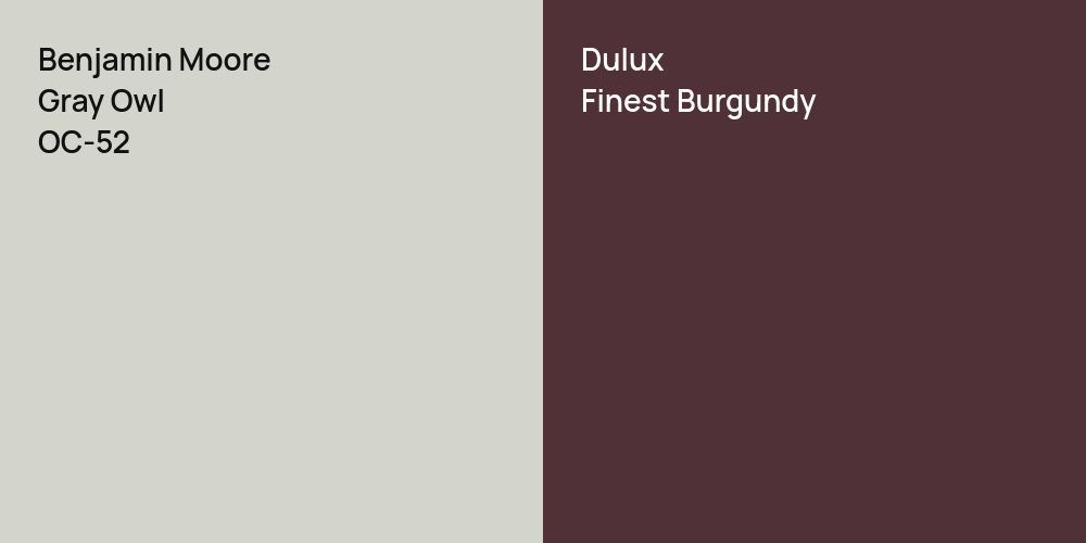 Benjamin Moore Gray Owl vs. Dulux Finest Burgundy