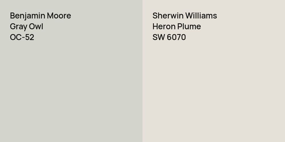 Benjamin Moore Gray Owl vs. Sherwin Williams Heron Plume