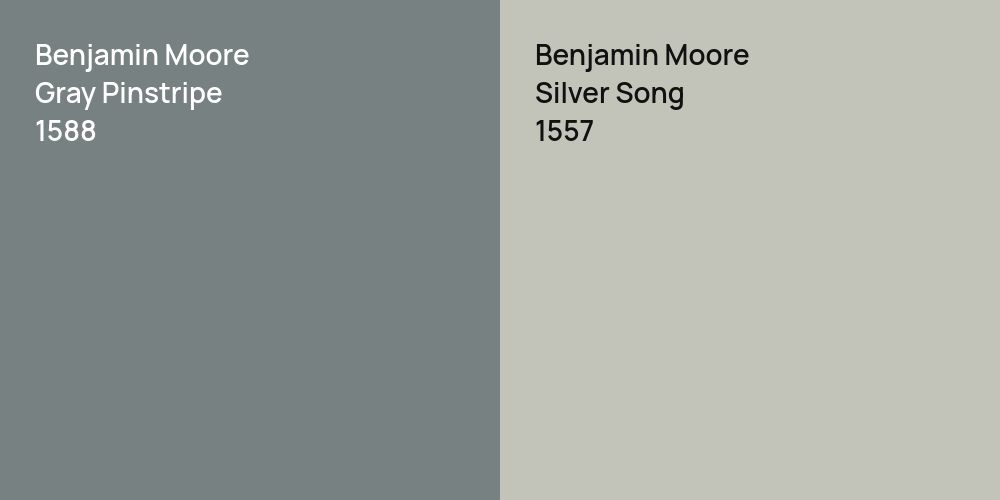 Benjamin Moore Gray Pinstripe vs. Benjamin Moore Silver Song