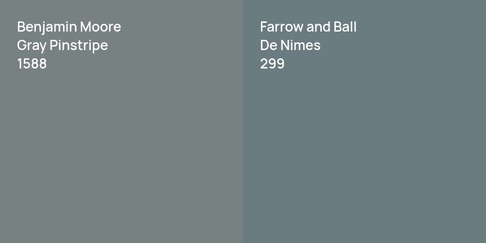 Benjamin Moore Gray Pinstripe vs. Farrow and Ball De Nimes