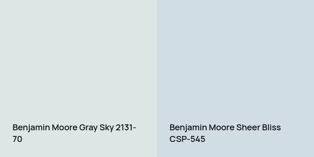 Benjamin Moore Gray Sky vs. Benjamin Moore Sheer Bliss