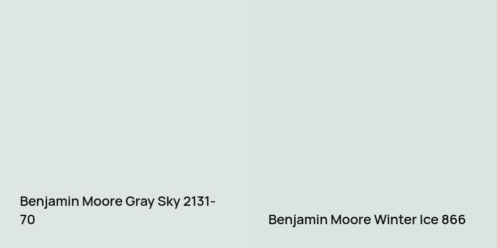 Benjamin Moore Gray Sky vs. Benjamin Moore Winter Ice