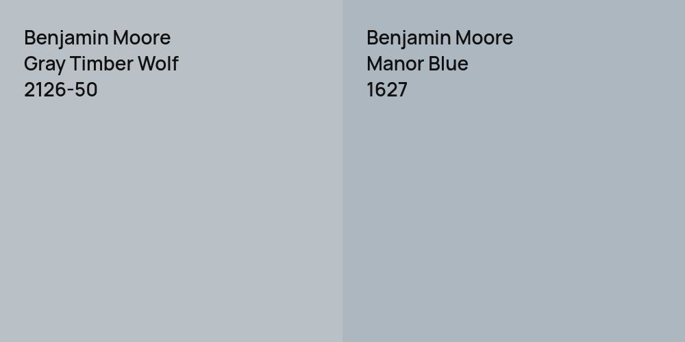 Benjamin Moore Gray Timber Wolf vs. Benjamin Moore Manor Blue