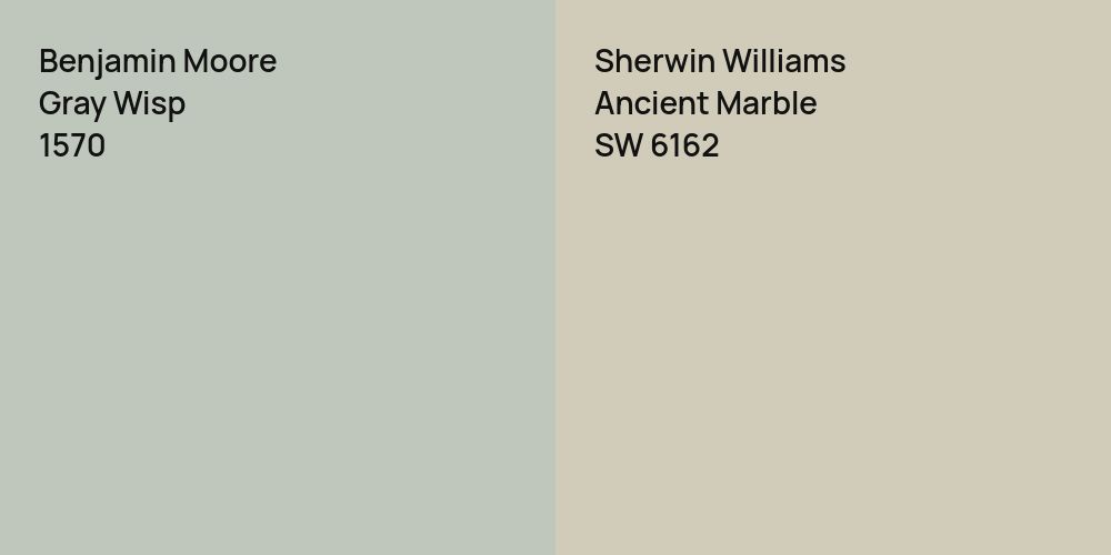 Benjamin Moore Gray Wisp vs. Sherwin Williams Ancient Marble