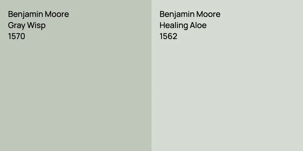 Benjamin Moore Gray Wisp vs. Benjamin Moore Healing Aloe