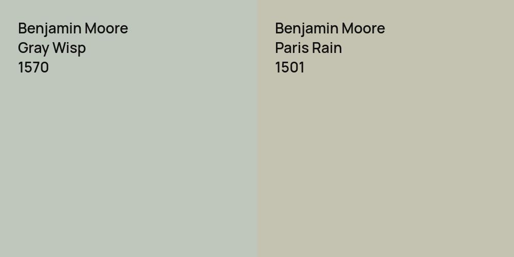 Benjamin Moore Gray Wisp vs. Benjamin Moore Paris Rain