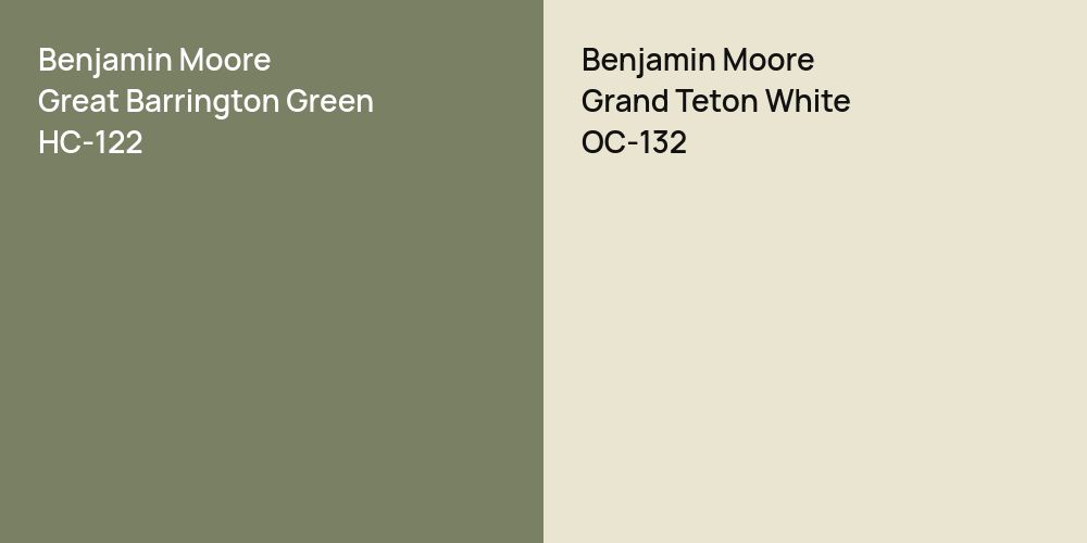 Benjamin Moore Great Barrington Green vs. Benjamin Moore Grand Teton White