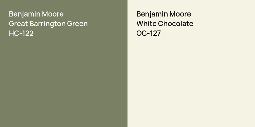 Benjamin Moore Great Barrington Green vs. Benjamin Moore White Chocolate