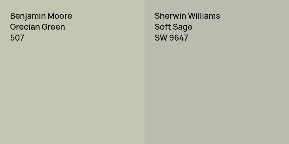 Benjamin Moore Grecian Green vs. Sherwin Williams Soft Sage