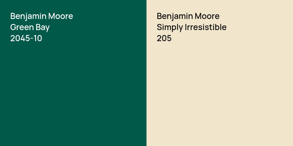 Benjamin Moore Green Bay vs. Benjamin Moore Simply Irresistible