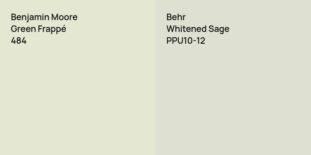 Benjamin Moore Green Frappé vs. Behr Whitened Sage