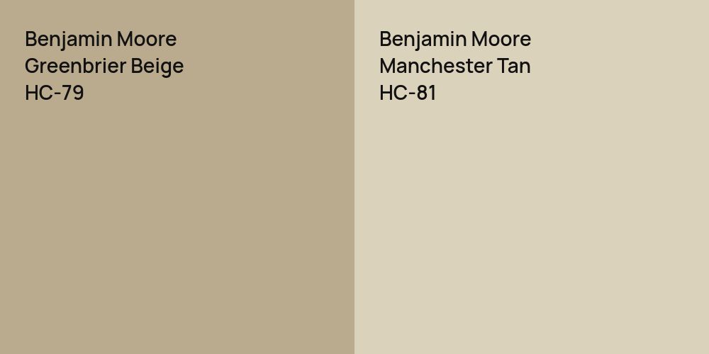 Benjamin Moore Greenbrier Beige vs. Benjamin Moore Manchester Tan