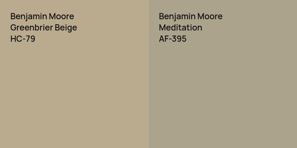 Benjamin Moore Greenbrier Beige vs. Benjamin Moore Meditation