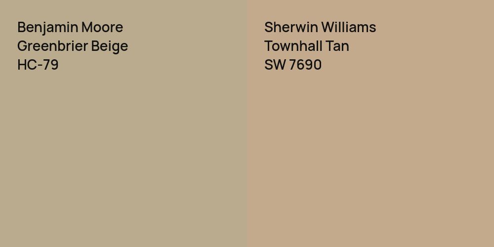 Benjamin Moore Greenbrier Beige vs. Sherwin Williams Townhall Tan