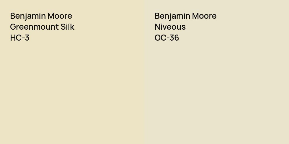 Benjamin Moore Greenmount Silk vs. Benjamin Moore Niveous