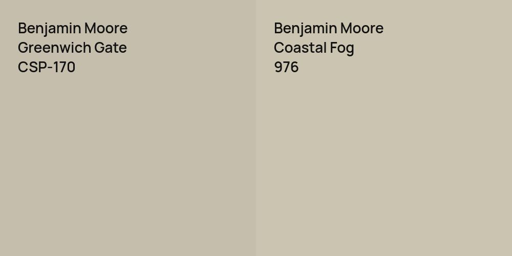 Benjamin Moore Greenwich Gate vs. Benjamin Moore Coastal Fog