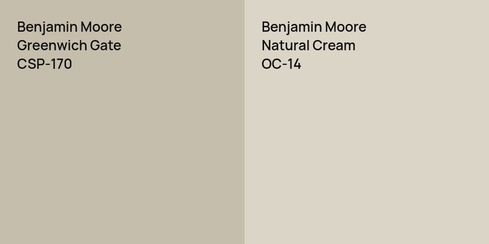 Benjamin Moore Greenwich Gate vs. Benjamin Moore Natural Cream