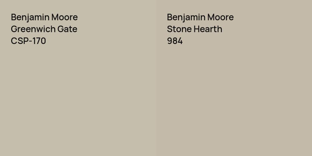 Benjamin Moore Greenwich Gate vs. Benjamin Moore Stone Hearth