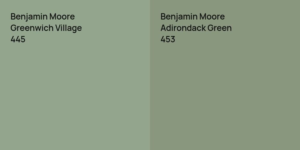 Benjamin Moore Greenwich Village vs. Benjamin Moore Adirondack Green