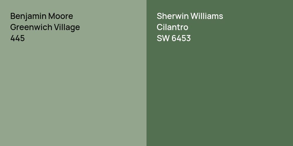 Benjamin Moore Greenwich Village vs. Sherwin Williams Cilantro