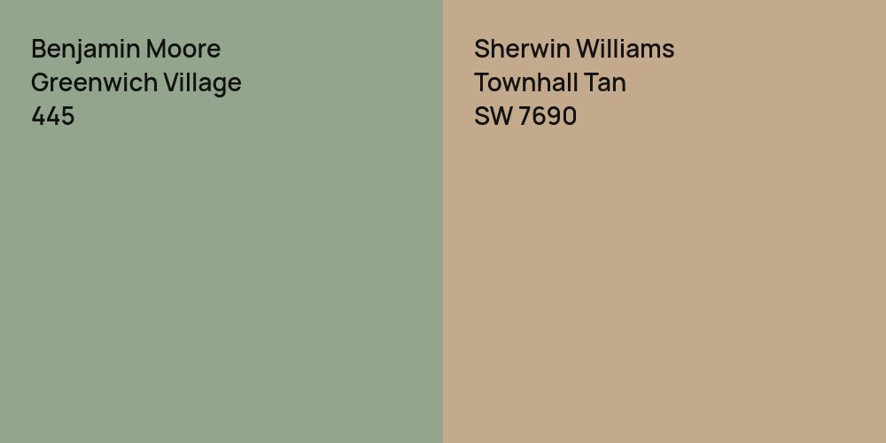 Benjamin Moore Greenwich Village vs. Sherwin Williams Townhall Tan