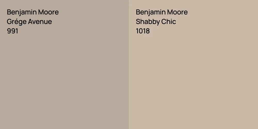 Benjamin Moore Grége Avenue vs. Benjamin Moore Shabby Chic