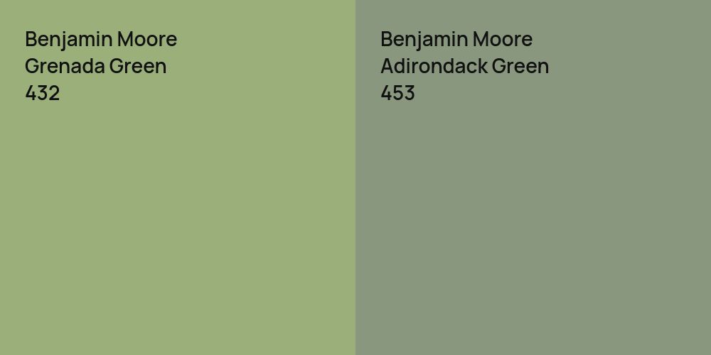 Benjamin Moore Grenada Green vs. Benjamin Moore Adirondack Green