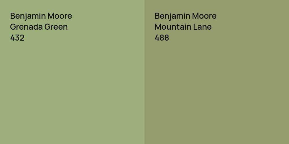 Benjamin Moore Grenada Green vs. Benjamin Moore Mountain Lane