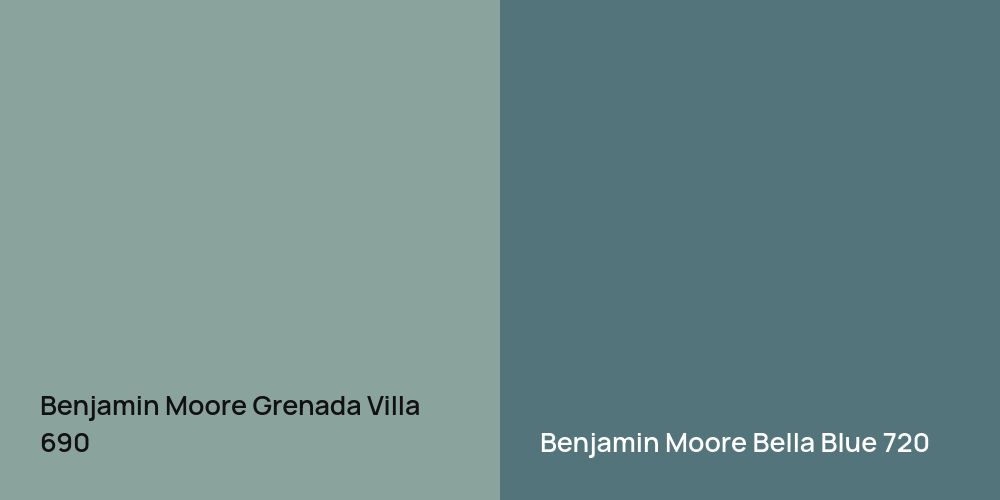 Benjamin Moore Grenada Villa vs. Benjamin Moore Bella Blue