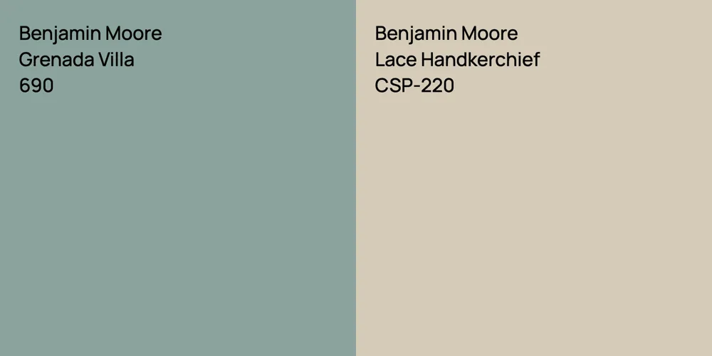 Benjamin Moore Grenada Villa vs. Benjamin Moore Lace Handkerchief