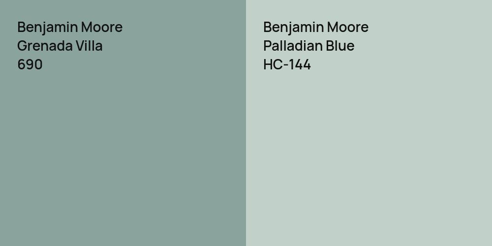 Benjamin Moore Grenada Villa vs. Benjamin Moore Palladian Blue